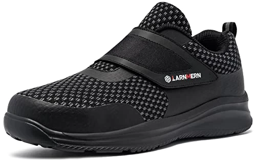Safety Shoes Mens Safety Trainers Womens Steel Toe Cap Trainers Lightweight Work Trainers Breathable Industrial Sneakers,9.5 Black