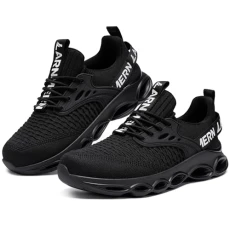 Safety Trainers Mens Fashion Steel Toe Cap Trainers Cushioning Comfortable Safety Shoes Lightweight Breathable Work Shoes(Deep Black,13UK)