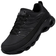 Safety Trainers Mens Steel Toe Cap Trainers Cushioning Breathable Light Weight Anti Smashing Fashion Comfortable Safety Shoes Work Trainers (Black,9UK)