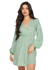 Sage Green Abstract Spot Print Mini Wrap Dress Petite Sage Green Abstract Spot Print Mini Wrap Dress Petite