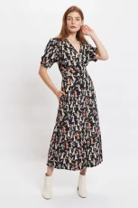 Sakani Flower Girl Print Short Sleeve Midi Dress - Multicolour