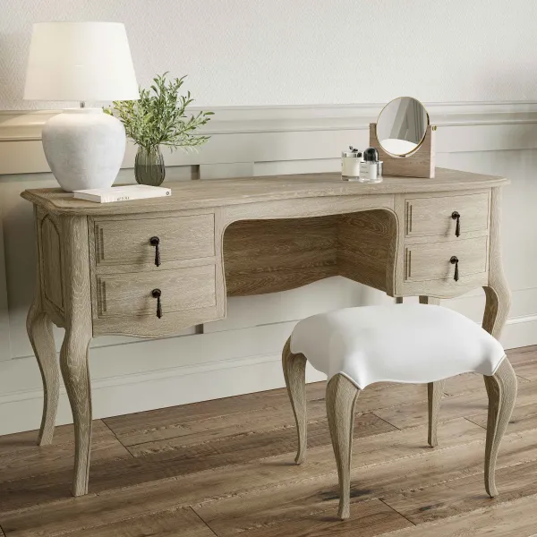 Salcombe Dressing Table and Stool - Pale Weathered Oak