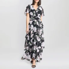 Sally Printed Maxi Tiered Dress With Tie Belt ulti