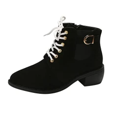 same day delivery Ladies Fashion Solid Color Suede Belt Buckle Pointed Thick Heel Short Boots Cowboy Boots for Women hiking shoes women mens black shoes slip on shoes women
