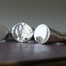 Sand Cast Silver Oval Signet Ring