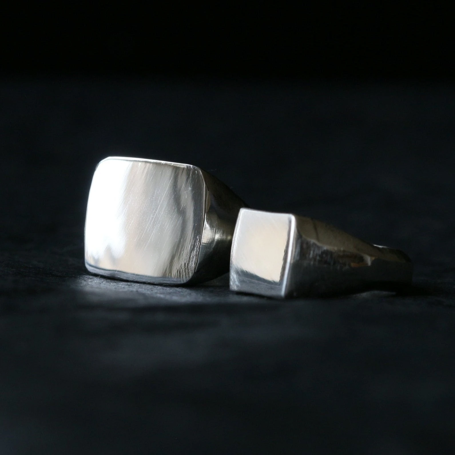 Sand Cast Silver Square Signet Ring