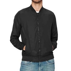 Sanjay Mens Bomber Jacket Smart Casual Zip Up Long Sleeve 100% Polyester Black S