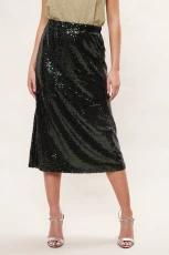 Saro Sequin Midi Skirt - Green - Dark Green