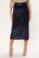 Saro Sequin Midi Skirt - Navy