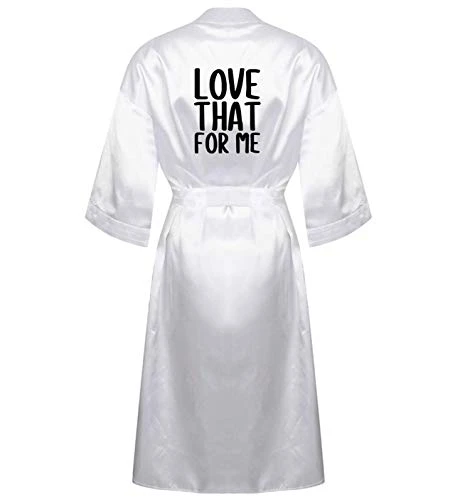 Satin Dressing Gown Love That for Me Robe White Size M/L 12/14