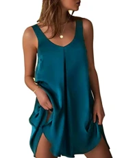 Satin Nightdress for Women UK Negligees Silk Nighties for Ladies V Neck Sleepwear Nightwear BlueGreen M Satin Nightdress for Women UK Negligees Silk Nighties for Ladies V Neck Sleepwear Nightwear BlueGreen M