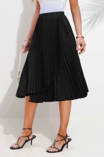 Satin Pleats Black Mini Skirt Satin Pleats Black Mini Skirt