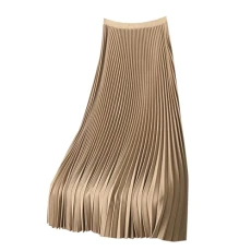 Satin Skirt Women's Satin Midi Skirts 2024 Summer High Waisted A Line Elegant Cocktail Party Long Silk Skirt Toddler Metallic Skirt (A-Beige, XL)