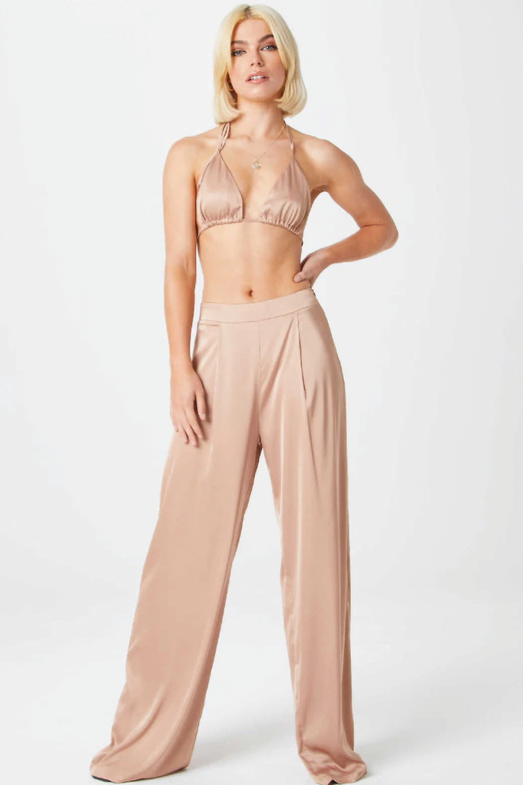 Satin Trousers Nude /