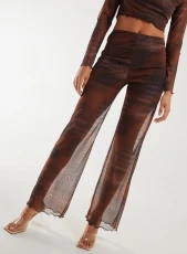 Saturn Mesh Flare Trousers  - L  - CHOCOLATE