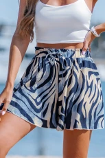 Savanna Strut Animal Print Cover-Up Shorts - Blue