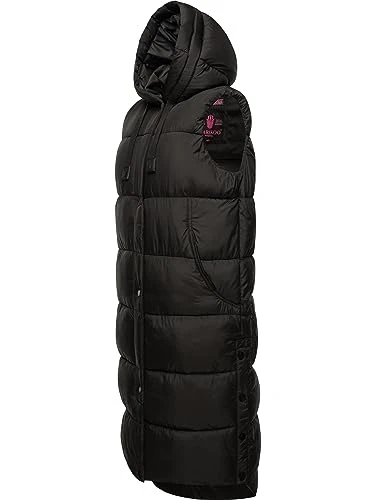 Sayorii Women's Winter Jacket Warm Quilted Vest Long with Hood S-3XL, black, M