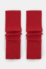 Scalloped Knit Leg Warmers - Red