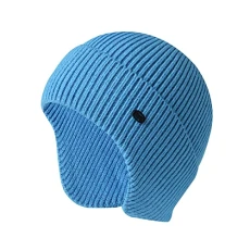 Scarf Boy Winter Hats for Men and Women Fleece Lined Soft Warm Knitted Hat Ski Socks Cuff Hat Ear Flaps, blue, One Size