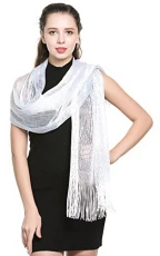Scarfs and Wraps for Evening Dresses - Sheer Bridal Women's Scarves for Prom, Wedding, Party (White Smoke)