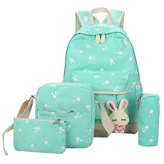 School Canvas Lightweight Collection Backpack+ Shoulder Bag + Pencil Case Size Rucksack(3 PCS) Light Green School Canvas Lightweight Collection Backpack+ Shoulder Bag + Pencil Case Size Rucksack(3 PCS) Light Green