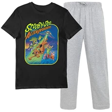 Scooby Doo Alien Invaders Mens Tee & Lounge Bottom Set-M Black Scooby Doo Alien Invaders Mens Tee & Lounge Bottom Set-M Black