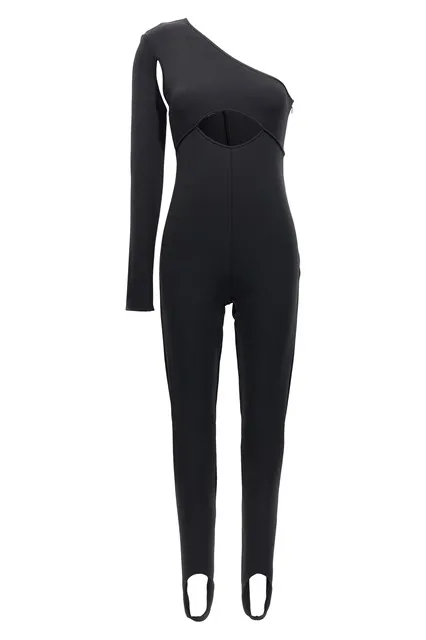 Scuba cut out one-length bodysuit - Black