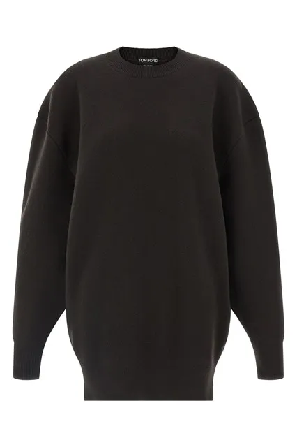 Sculptural Double Face dress - Brown