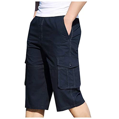 SDFRK® Men's Fashion Shorts 2022 Cargo Shorts Men's with Zip Pocket Capri Trousers Men's Cheap Larg