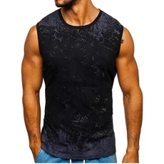 SDFRK Men's Sleeveless T-Shirts, Tie-Dye Print Tank Top for Men, Home Sports Vest, Men's Bodybuilding Muscle Gym Sweat Shirt Sleeveless Beach Classic Slim Fit, Black, XXL