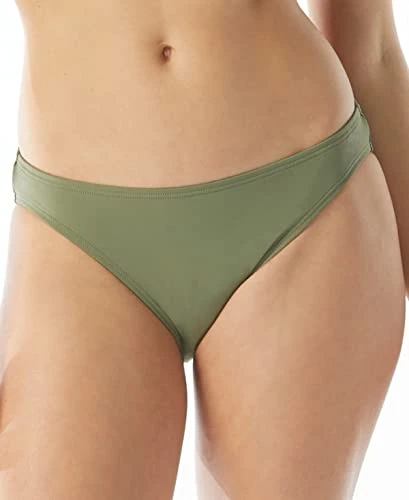 Sea Scallops Shirred Smooth Fit Cheeky Bikini Bottoms Safari Green LG