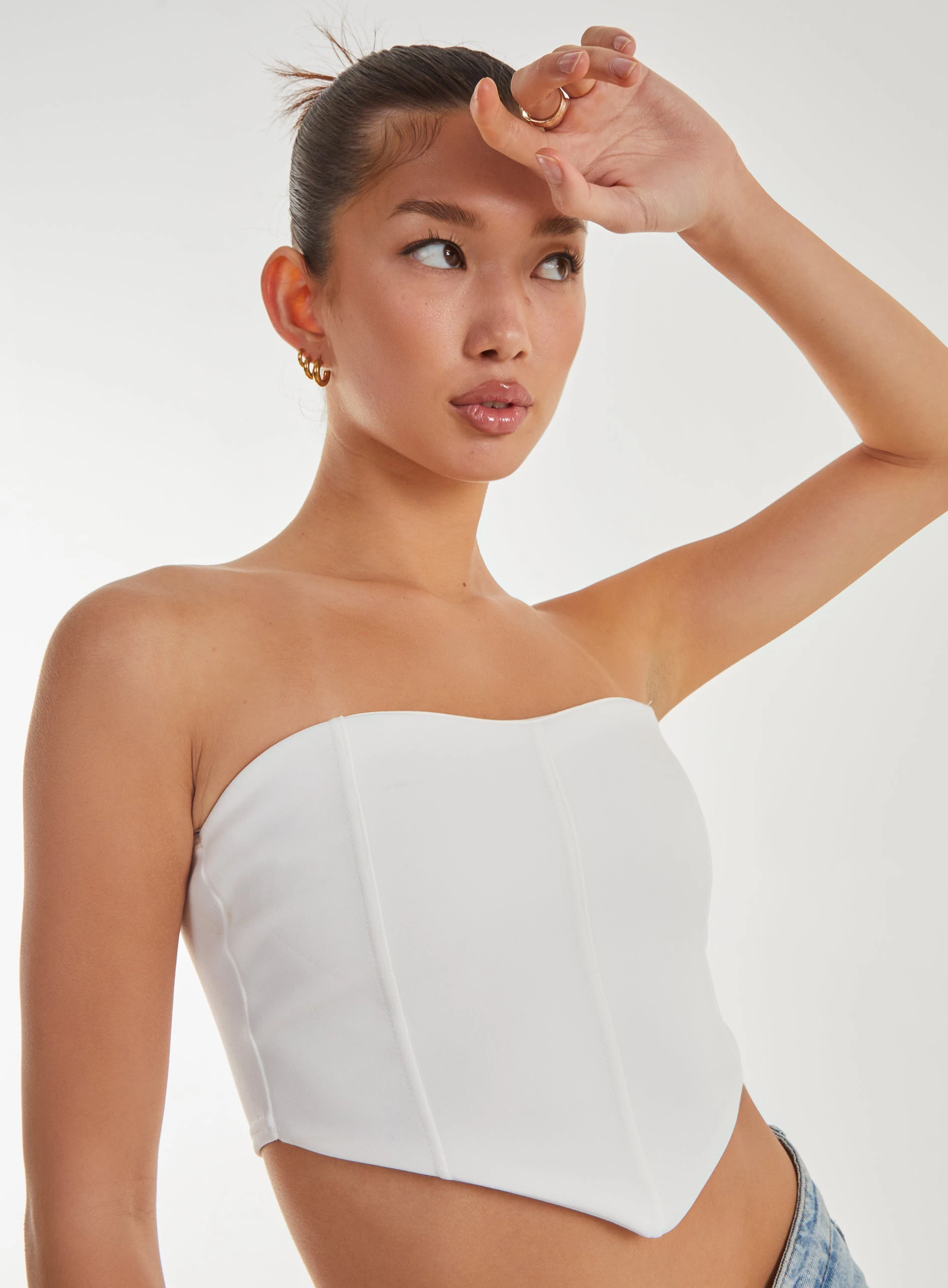 Seam Detail Corset Crop Top IVORY