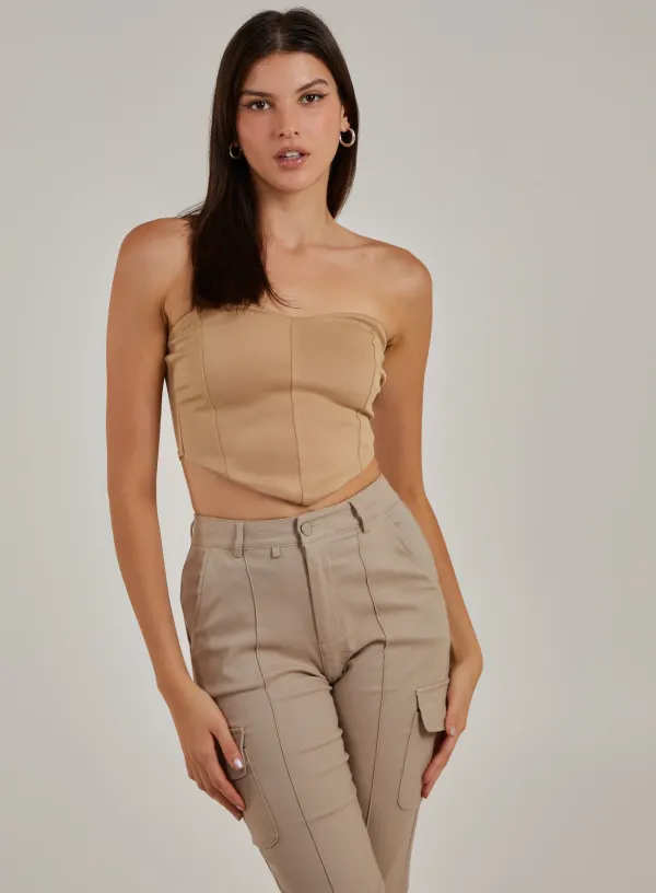 Seam Detail Corset - - Stone