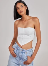 Seam Detail Corset Top Ivory