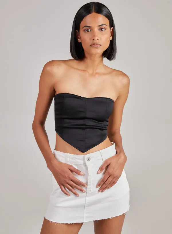 Seam Detail Corset Top Black