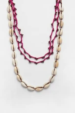 Seashell And Bead Necklace - Fuchsia