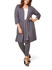 Seek No Further by Women's Ponte Open Front Long Cardigan Sweater, Grey, 2X Seek No Further by Women's Ponte Open Front Long Cardigan Sweater, Grey, 2X