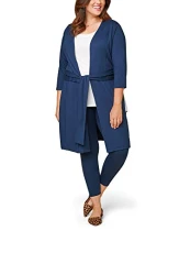 Seek No Further by Women's Ponte Open Front Long Cardigan Sweater, Navy Nights, 3X Seek No Further by Women's Ponte Open Front Long Cardigan Sweater, Navy Nights, 3X