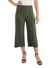 Seek No Further Women's Leg Soft Stretch Wide Waistband Crop Pants Casual, Military Green, XL Seek No Further Women's Leg Soft Stretch Wide Waistband Crop Pants Casual, Military Green, XL