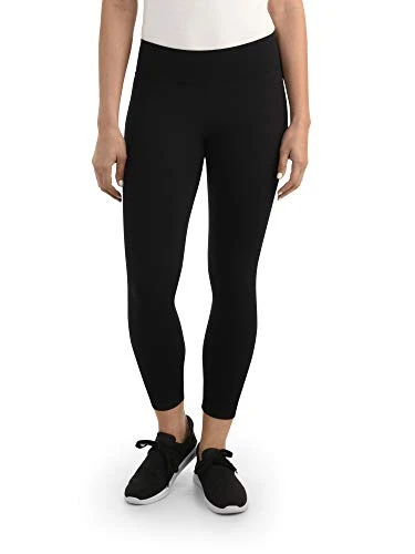 Seek No Further Women's Soft Stretch Wide Waistband Long Leggings, Brilliant Black, Large