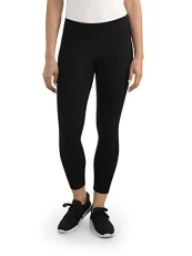 Seek No Further Women's Soft Stretch Wide Waistband Long Leggings, Brilliant Black, Large Seek No Further Women's Soft Stretch Wide Waistband Long Leggings, Brilliant Black, Large