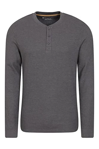 Selby Mens Waffle Henley Tee Charcoal XXS