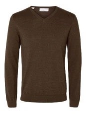 SELETED HOMME Men's Slhberg LS Knit V-Neck Noos Sweater, Demitasse/Detail: Melange, S