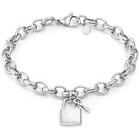 Semper Con Me Engravable Wind Rose Lock Bracelet