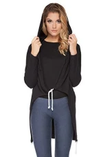 Sensible Women's Hoodie Long Sleeve Parka Style Long Cardigan with Hood Universal Size 8-16 UK FT2061 Black