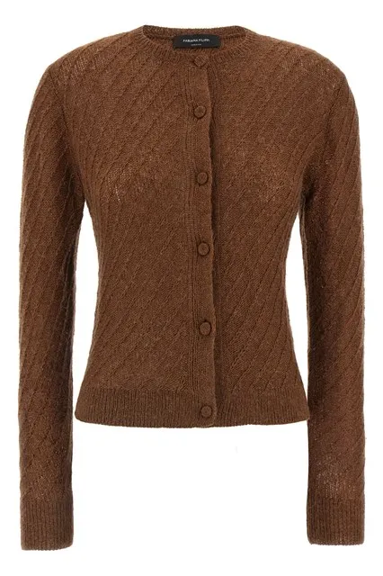 Sequin crochet cardigan - Brown