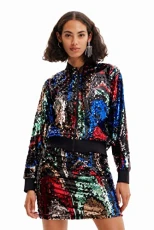 Sequin Light Bomber Jacket Style 22WWEWB8 Multicolour Sequins