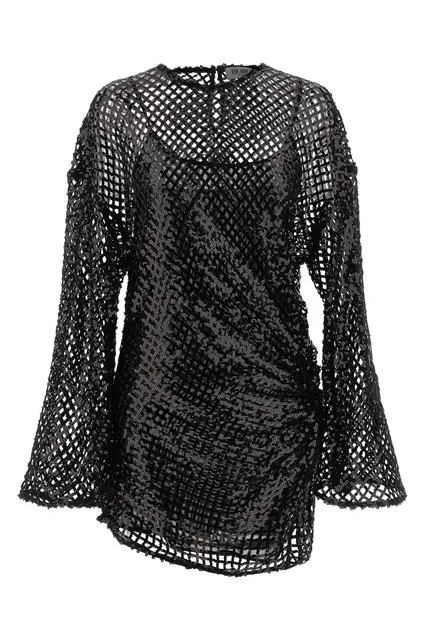 Sequin mesh dress - Black