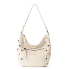 Sequoia Hobo Bag - Premium Large Leather Women's Handbag for Everyday & Travel - Durable Purse With Zipper Pocket, Stone Multi Eyelet, M