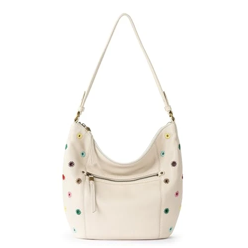 Sequoia Hobo Bag - Premium Large Leather Women's Handbag for Everyday & Travel - Durable Purse With Zipper Pocket, Stone Multi Eyelet, M